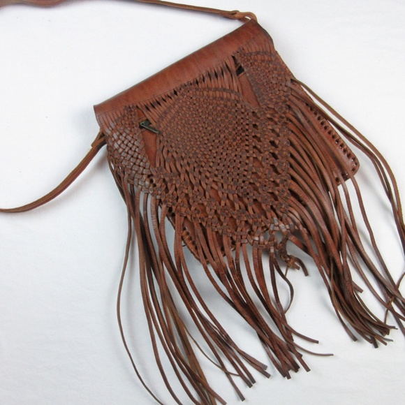 Vintage Genuine Leather Handcrafted Fringed Leather Purse - Picture 2 of 6